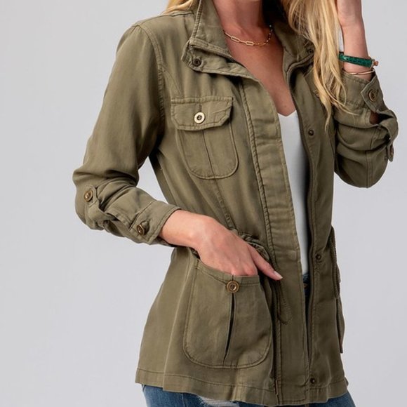 Olive Color Utility Jacket - Picture 7 of 11